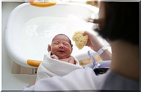 the baby's first bath